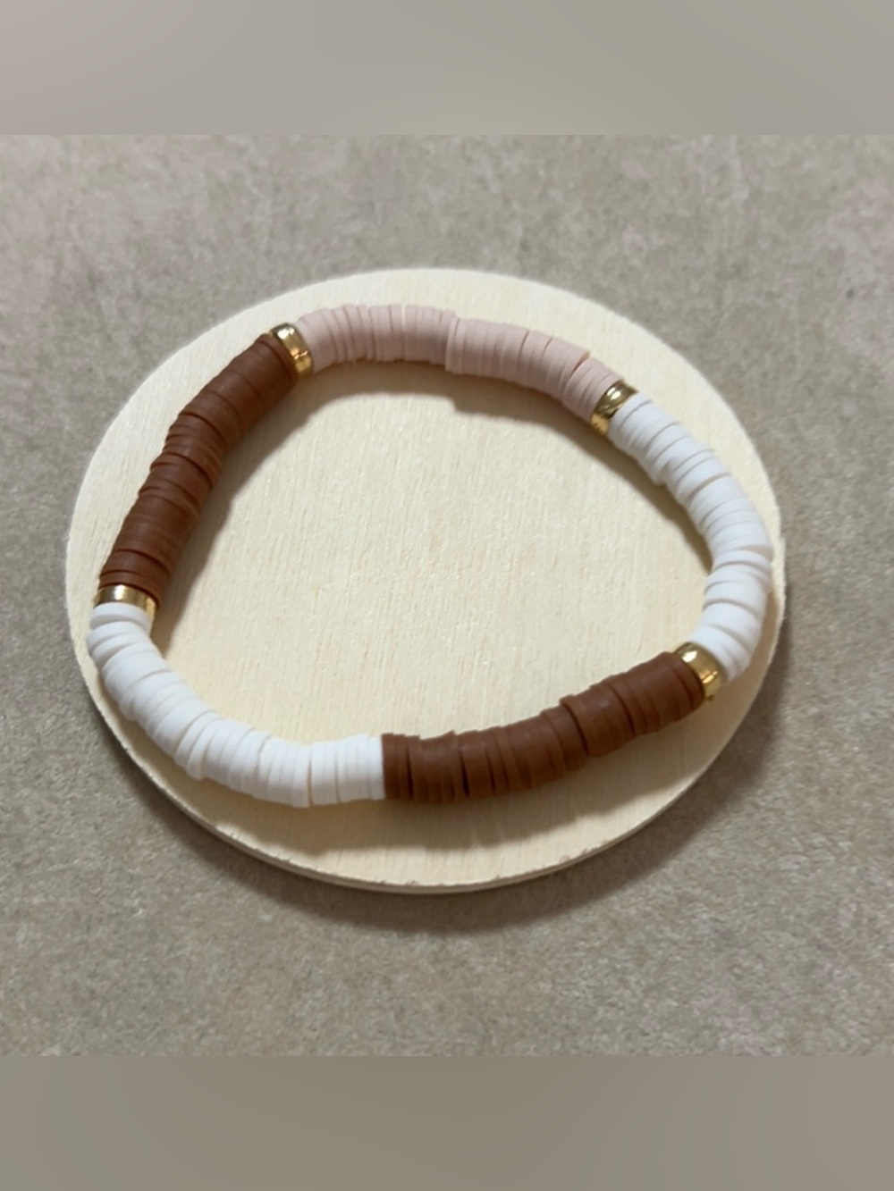 Women’s Neutral Tone Beaded Stretch Bracelet - Unbranded